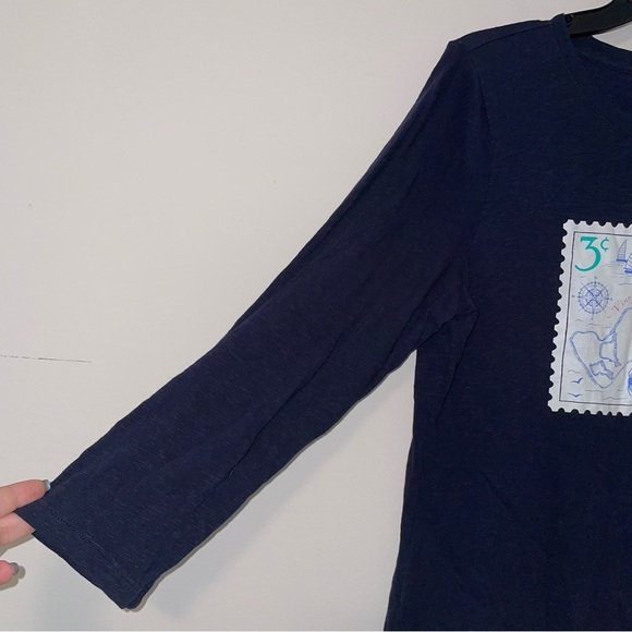 Talbots Martha’s Vineyard Stamp Print Cotton 3/4 Sleeve Tee Size Medium - Picture 4 of 7